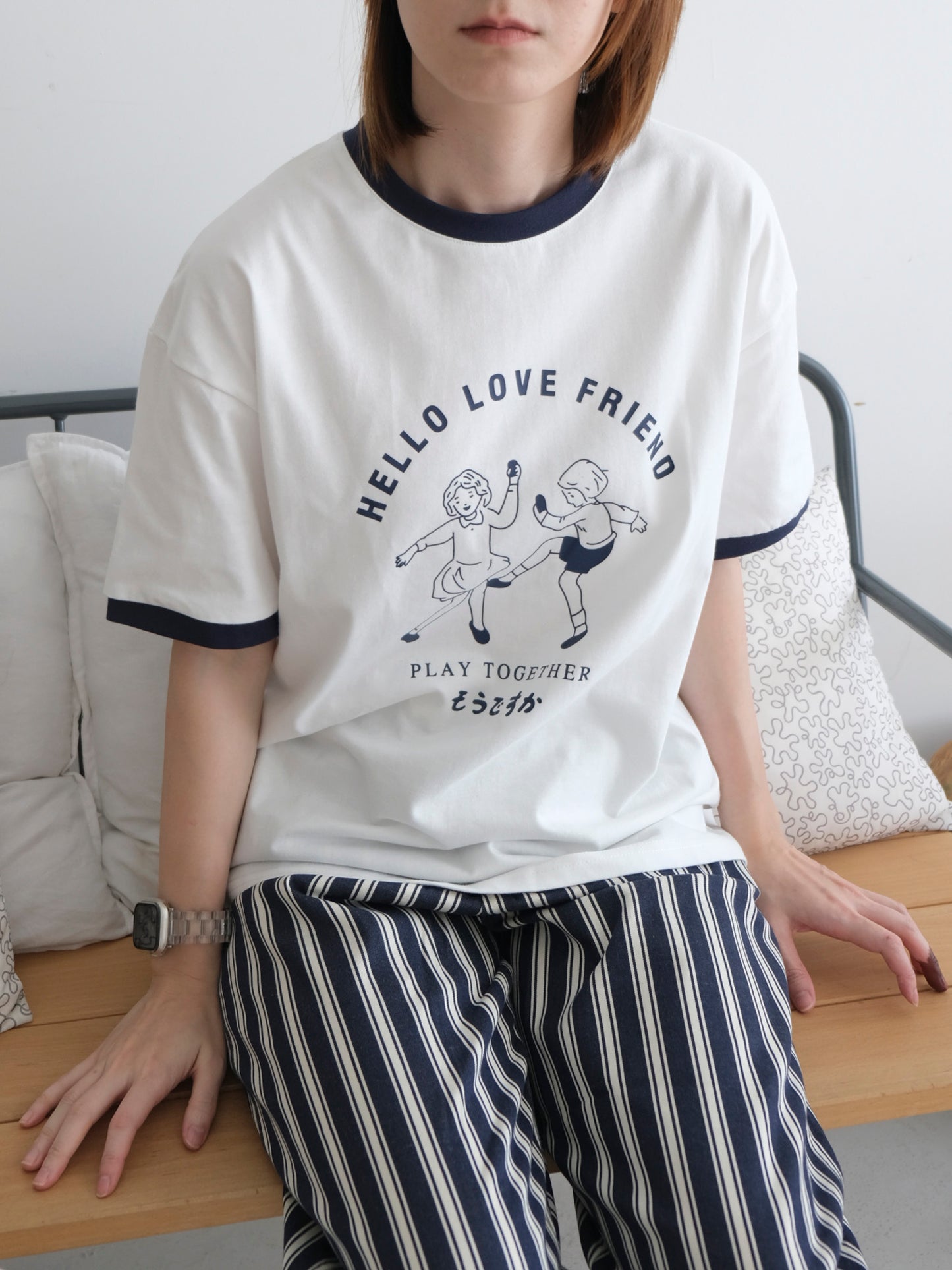 Hello Love Friend Tee (White, Orange)