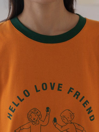 Hello Love Friend Tee (White, Orange)