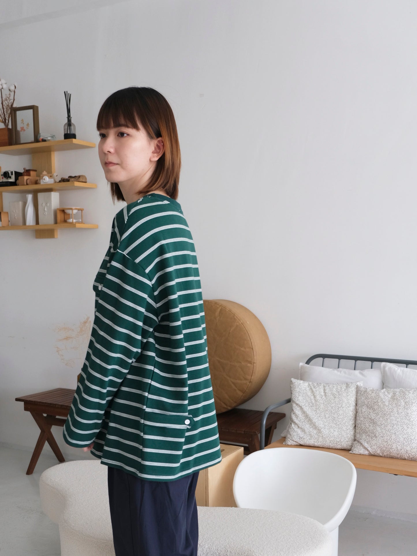 Stripe Sleeve Sweatshirt (Green)