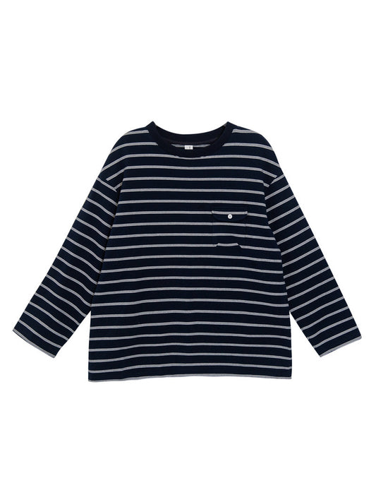 Stripe Sleeve Sweatshirt (Navy Blue)